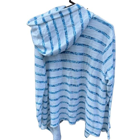 Isabella’s Closet knit size XL waterfall front hoodie in ocean blue and white. - Picture 2 of 5